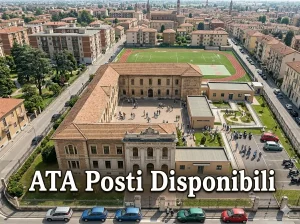 Scuola vista dall'alto. In primo piano la scritta: "ATA Posti disponibili"