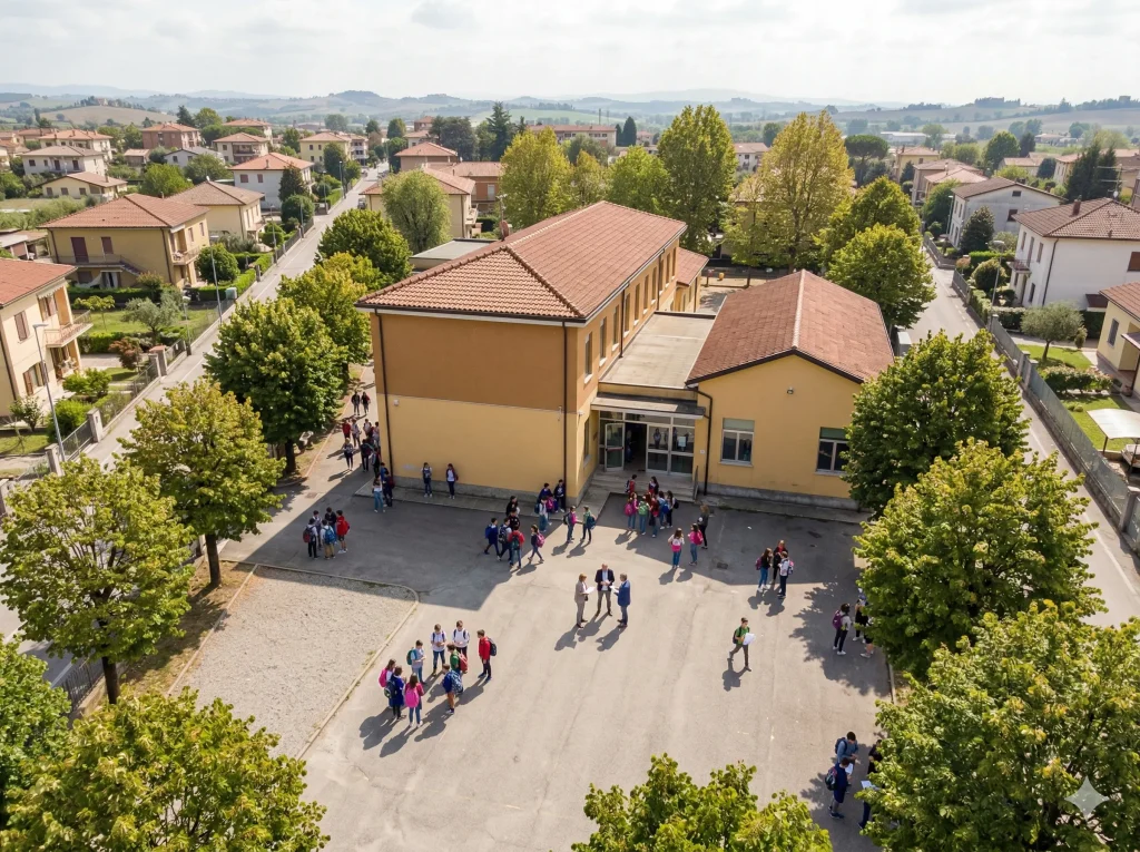 Ore di lavoro personale ATA: edificio scolastico visto dall'alto