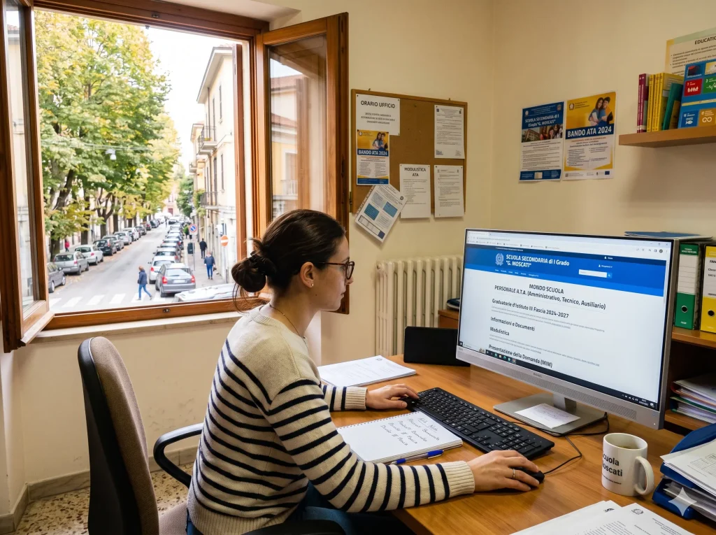 Certificazioni ATA: aspirante ATA consulta una pagina web