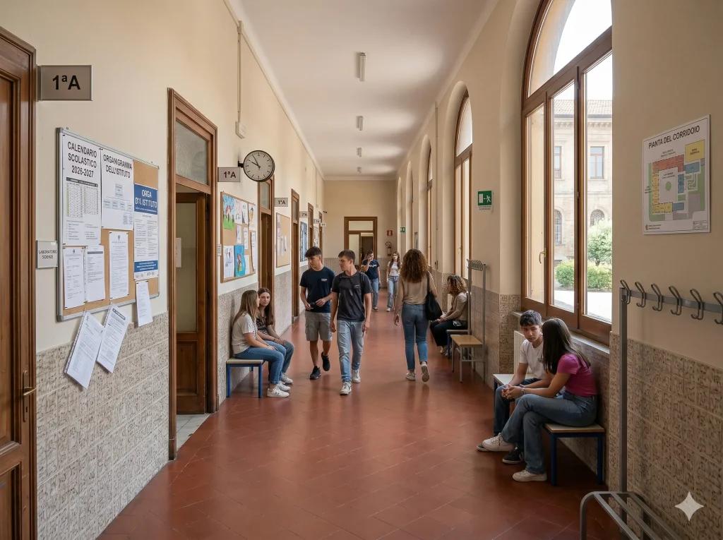 Chi è il Personale ATA: corridoio di una scuola