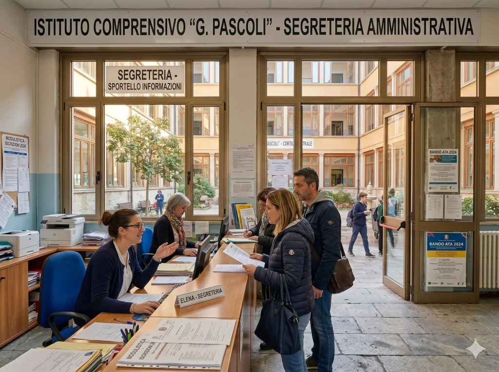 Come diventare personale ATA: alcuni genitori in segreteria scolastica