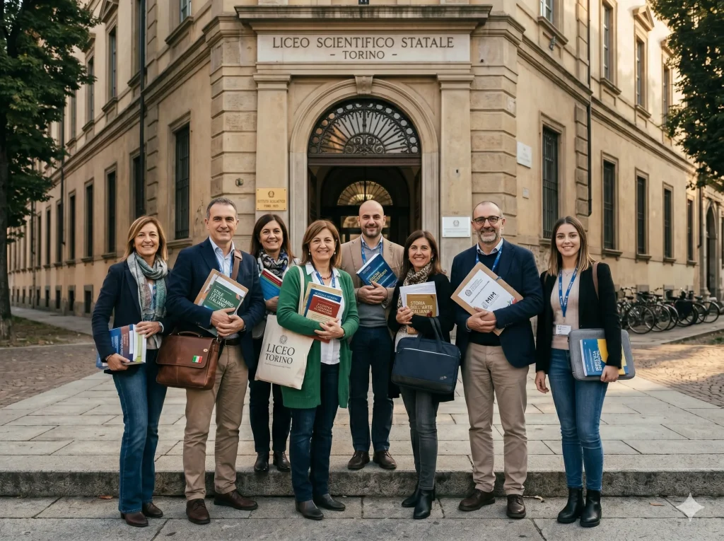 Come diventare insegnante nel 2026: alcuni docenti davanti ad una scuola