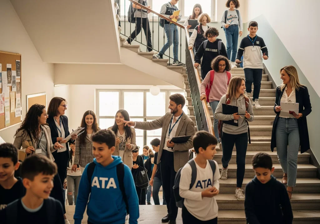 Operatore Socio Assistenziale (OSA): alunni e docenti sulle scale di una scuola