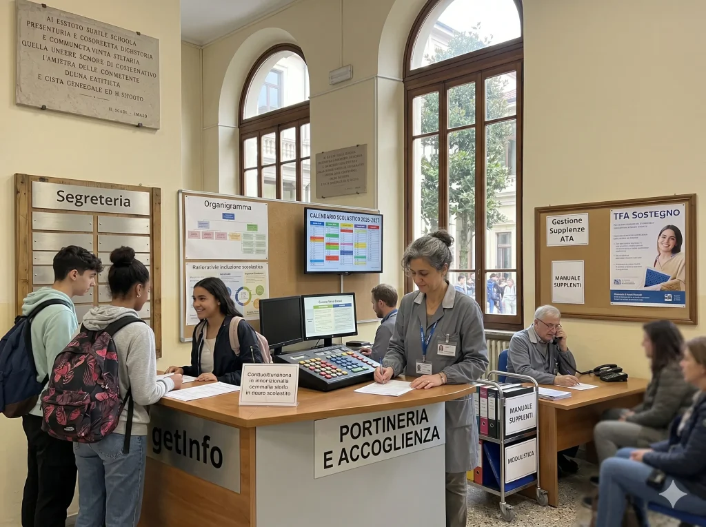 Supplenze ATA: Collaboratori scolastici al lavoro in portineria