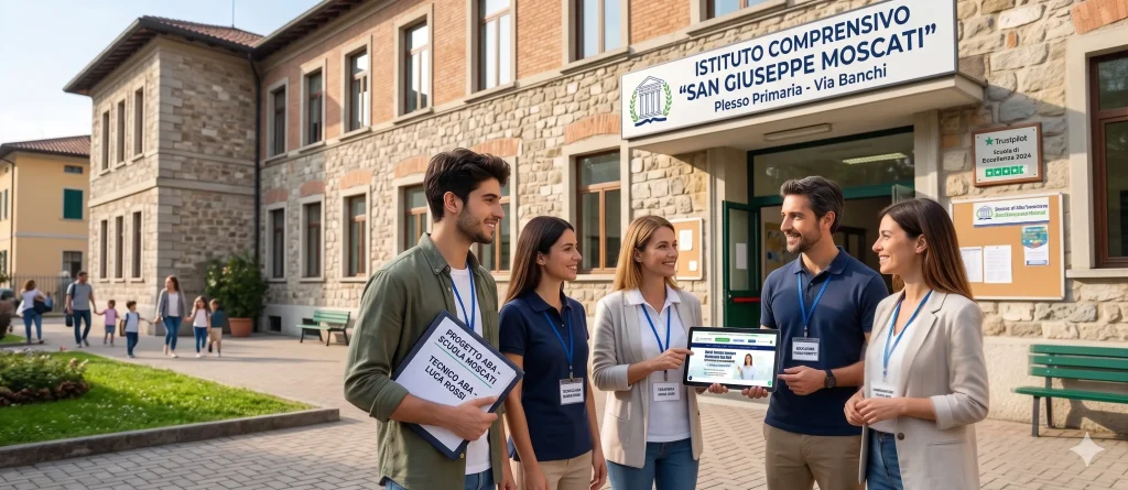 Corso ABA riconosciuto dal Miur: tecnici ABA davanti ad una scuola
