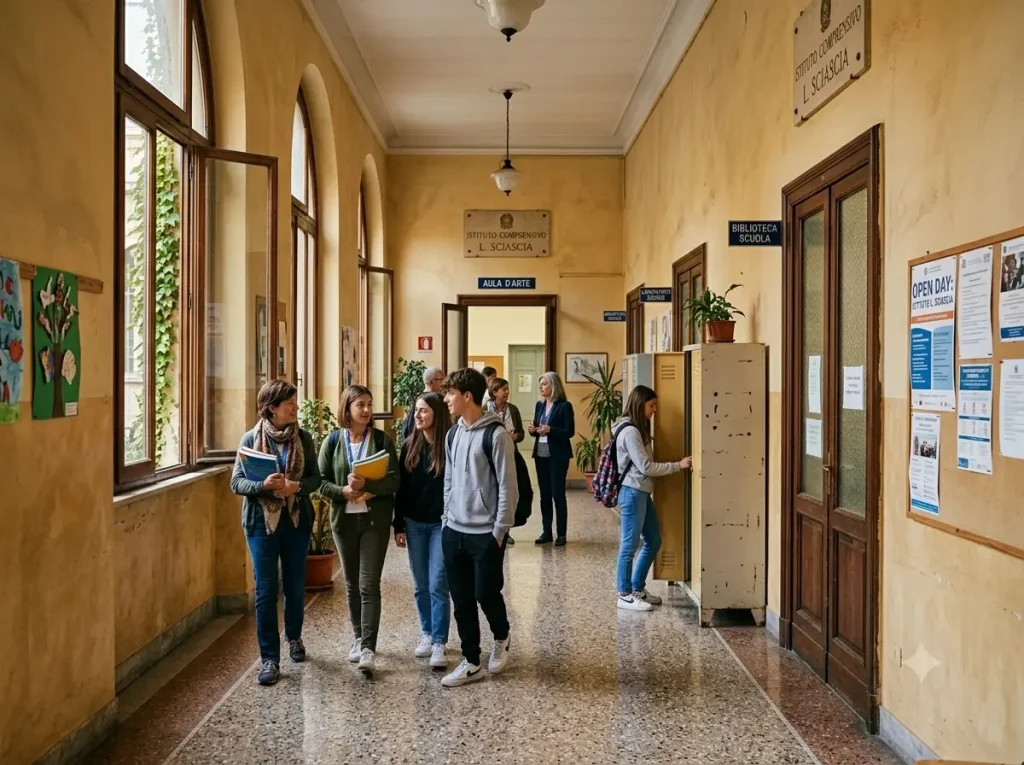 Corso OSA online riconosciuto per punteggio ATA: corridoio di una scuola con studenti