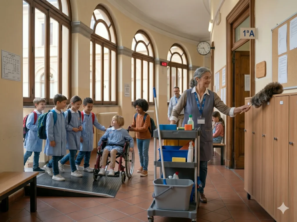 Differenza tra Collaboratore Scolastico e Operatore Scolastico: CS in corridoio 