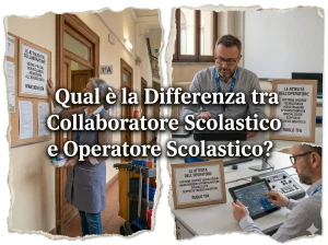 Immagine divisa in due parti con un OS e un CS. In primo piano la scritta: "Qual è la differenza tra Collaboratore scolastico e Operatore scolastico?"