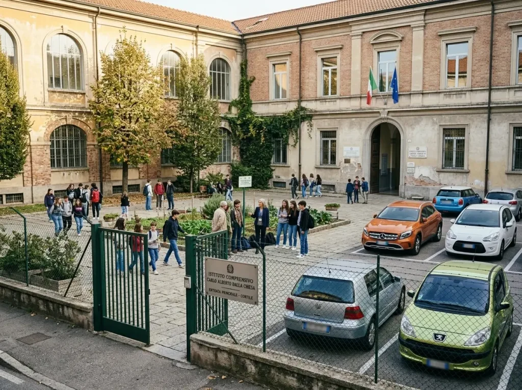 Punteggio ATA Terza Fascia: studenti e docenti nel cortile di una scuola