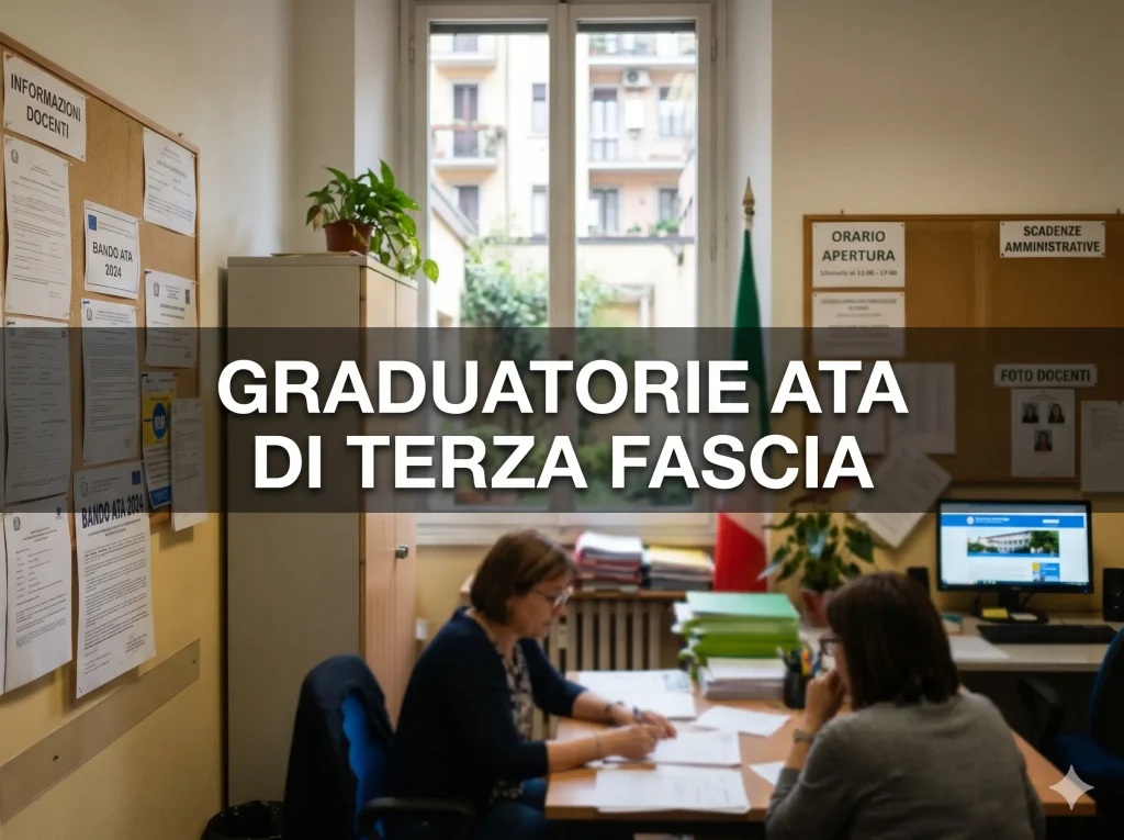 Segreteria scolastica e in primo piano la scritta: Graduatorie ATA terza fascia