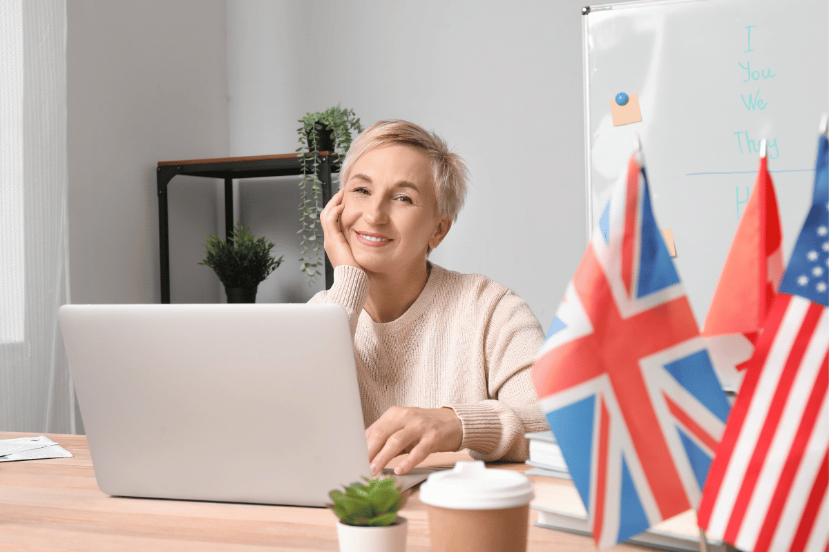 Docente d'inglese a lavoro