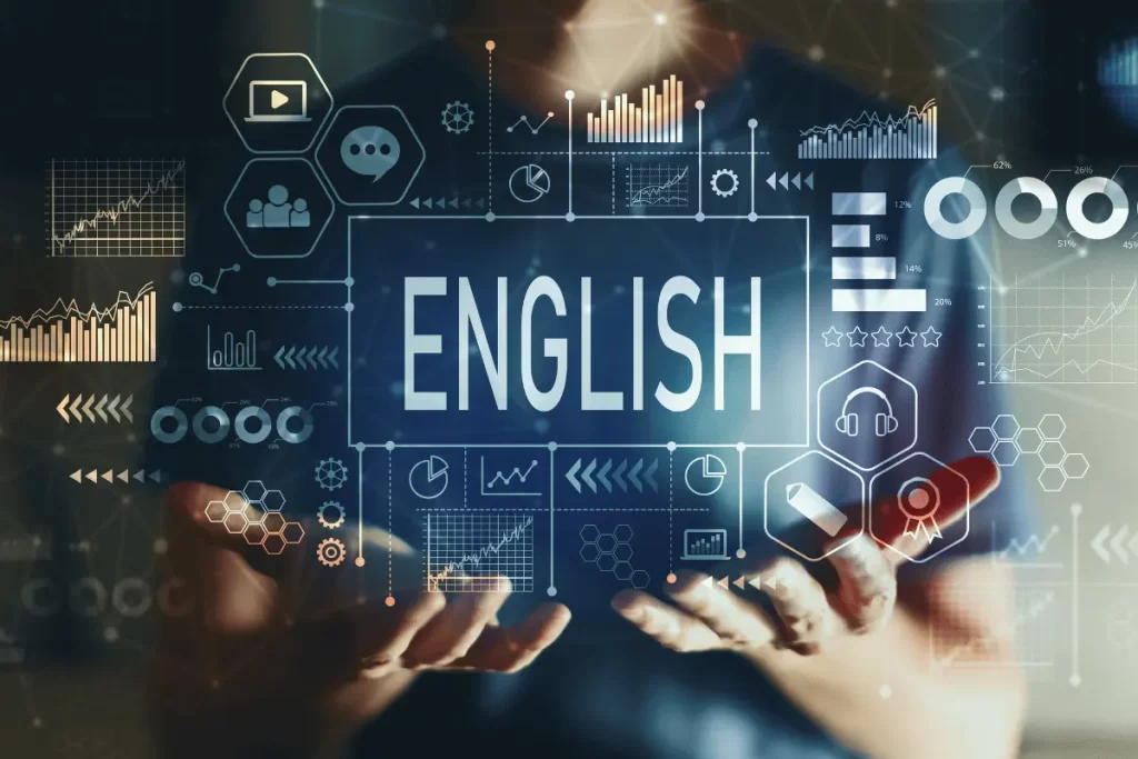 schermata interattiva con la scritta English