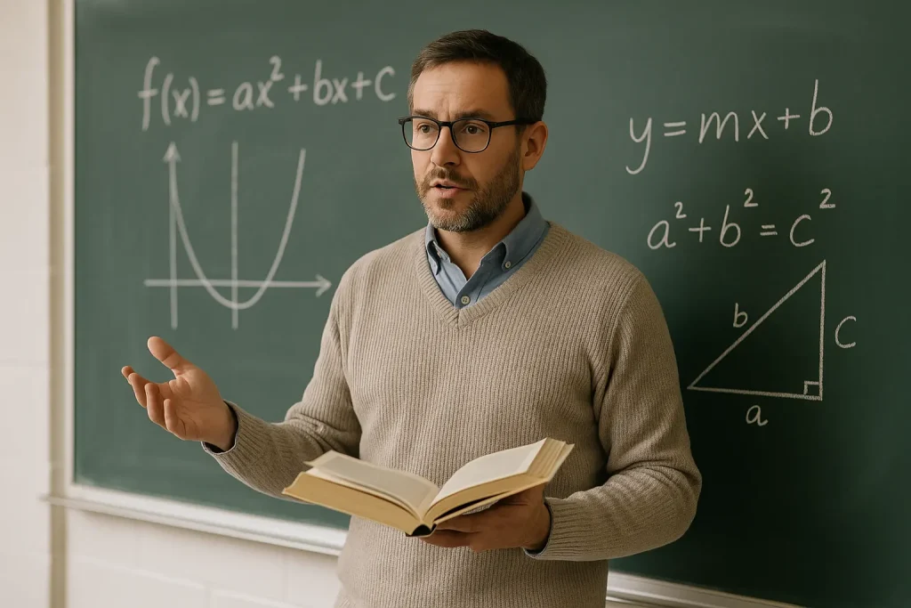 docente di matematica durante una lezione