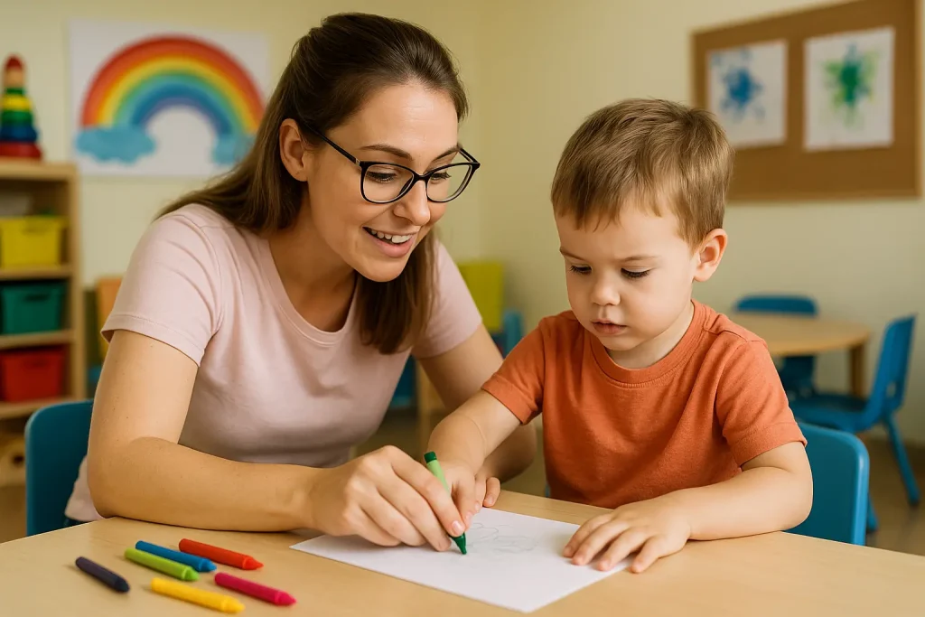 Operatore OSI assiste un bambino