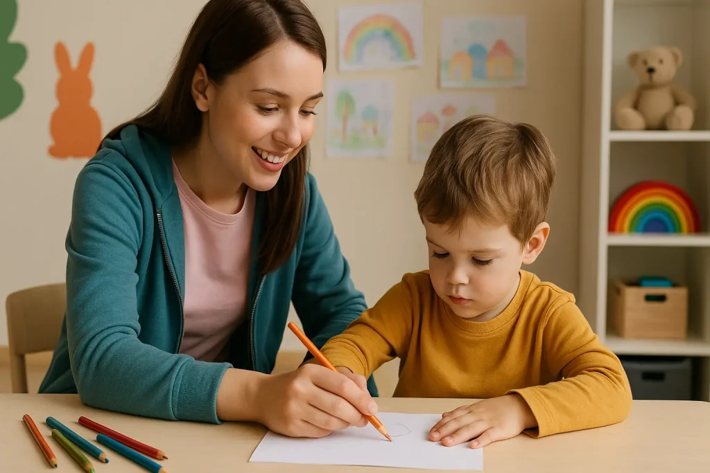 Operatore OSI assiste un bambino