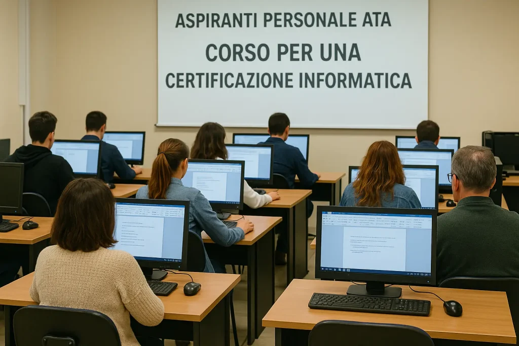aspiranti ATA durante un corso per una certificazione informatica