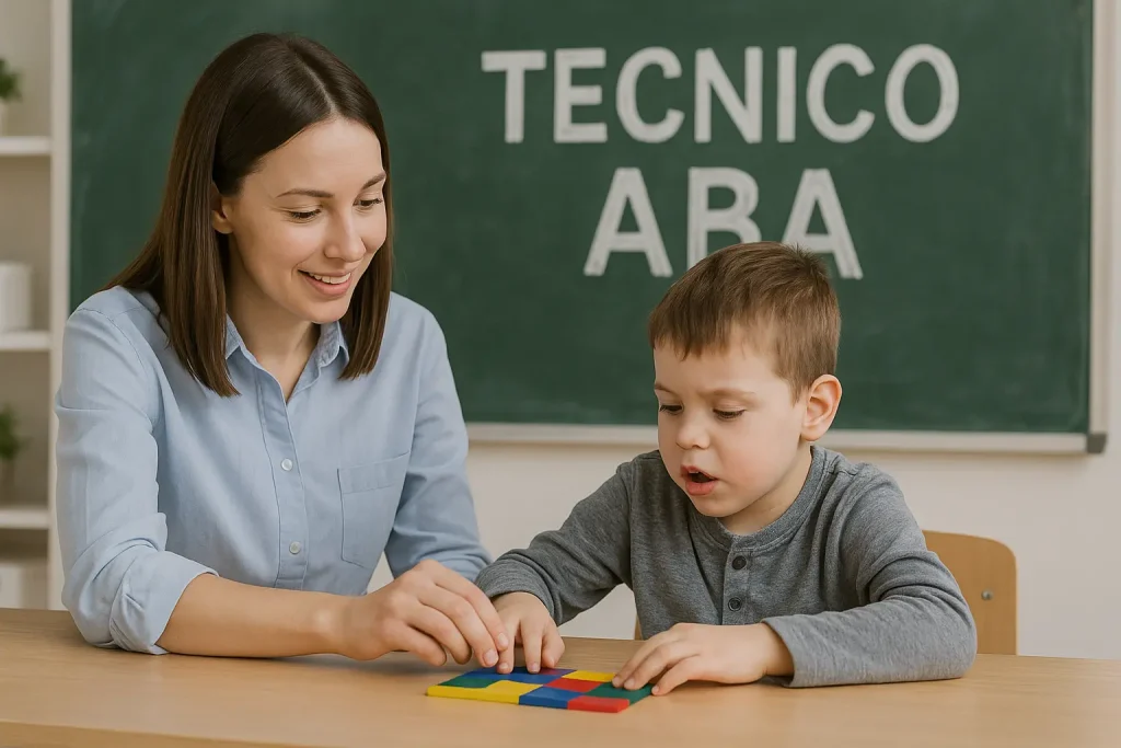 Tecnico ABA con un giovane alunno