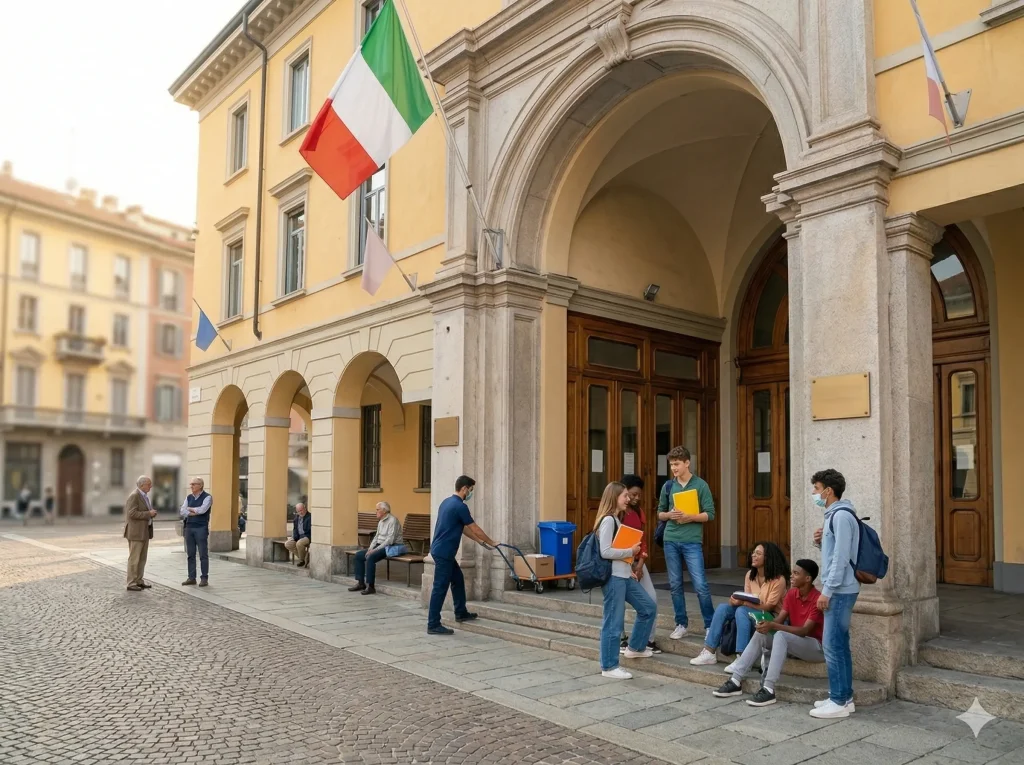OSA: studenti davanti all'ingresso della scuola