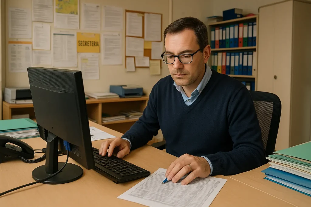 Segretario Coordinatore Amministrativo in ufficio a scuola