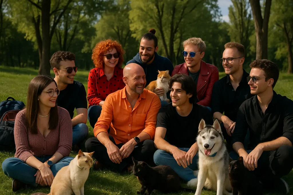 un gruppo di giovani in un parco