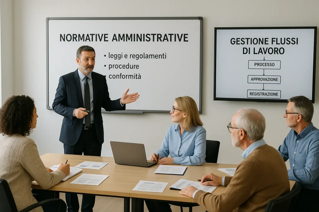 alcune persone seguono un corso di Segretario Coordinatore Amministrativo