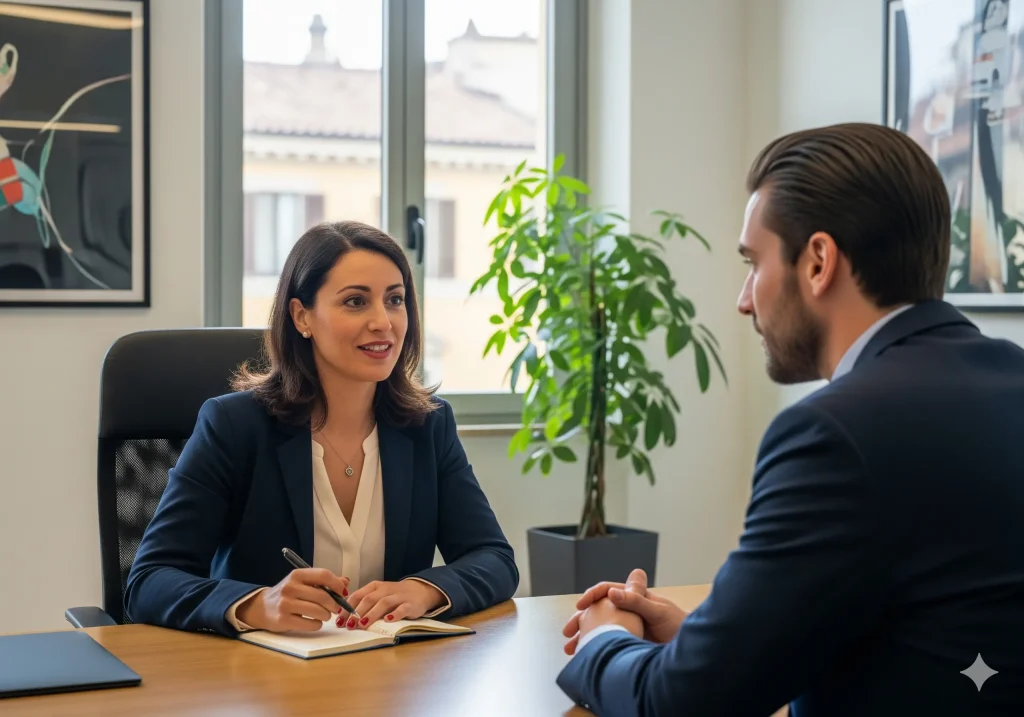 HR durante un colloquio di lavoro con un candidato