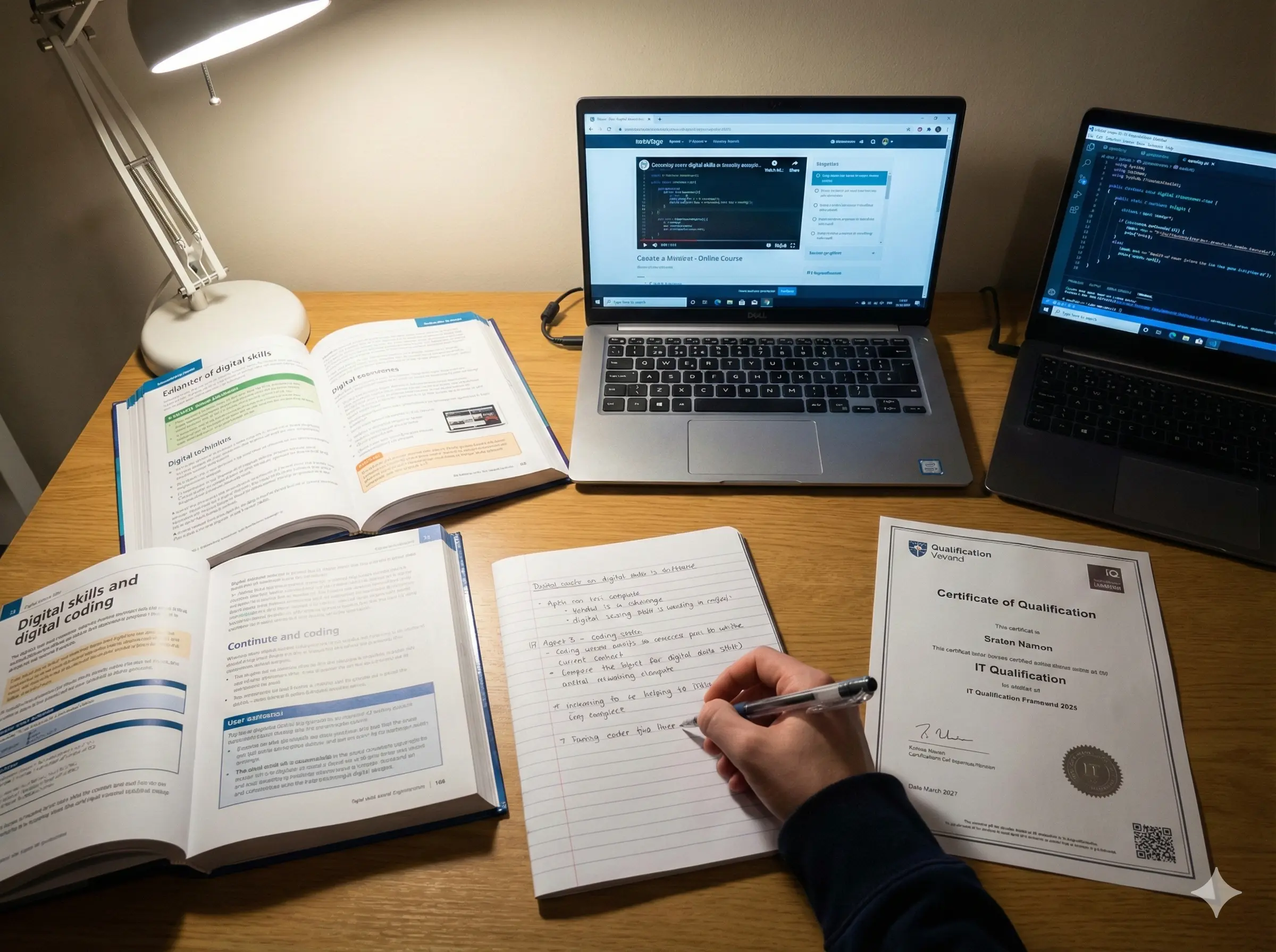 Aggiornamento Graduatorie GPS 2026: aspirante docente impegnato in un corso online, con pc acceso libri e appunti sulla scrivania