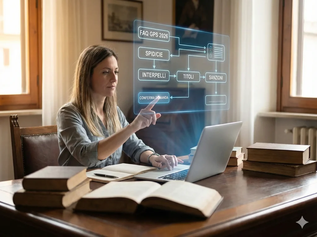 Guida essenziale alle FAQ GPS 2026: docente davanti al pc alle prese con la compilazione dell'istanza