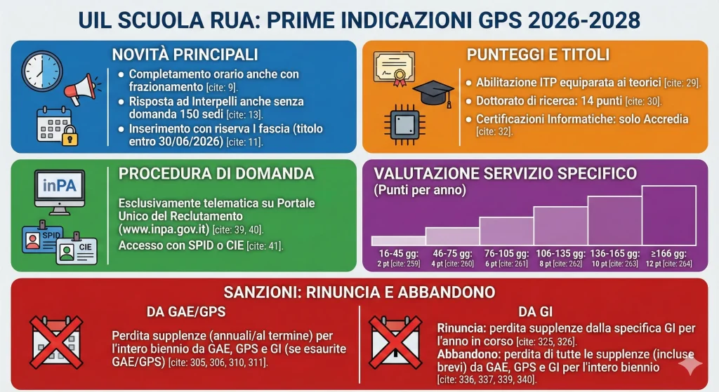 Le prime Indicazioni Uil GPS 2026-2028: infografica riassuntiva