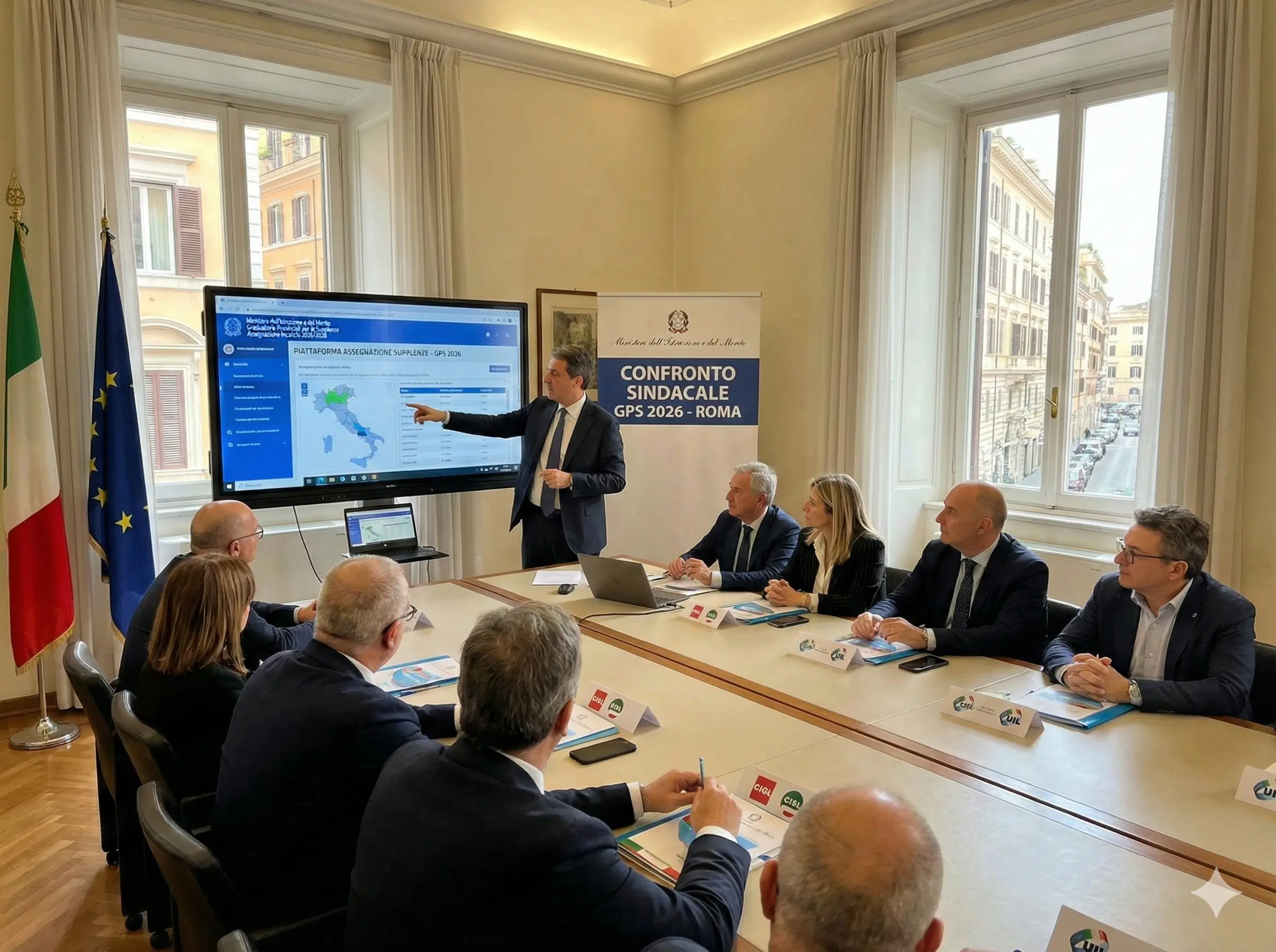 Convocazione sindacati per la piattaforma GPS 2026: un funzionario illustra il funzionamento della piattaforma ai rappresentanti sindacali