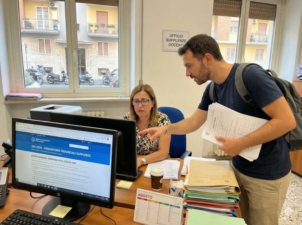 Supplenze docenti 2026: docente in segreteria scolastica