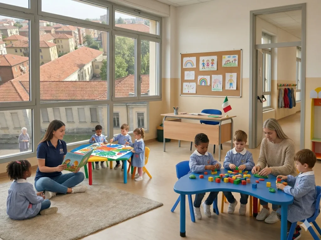 Opi con bambini in una classe