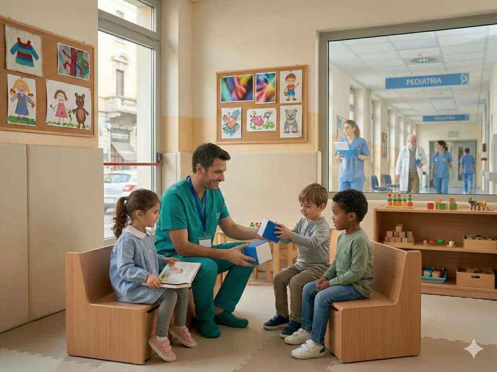 OPI con bambini nella sala ricreativa di un ospedale