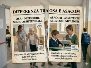Foo divisa in 2 parti che contrappone le mansioni dell'OSA e dell'ASACOM. In primo piano la scritta: Differenza tra OSA e ASACOM