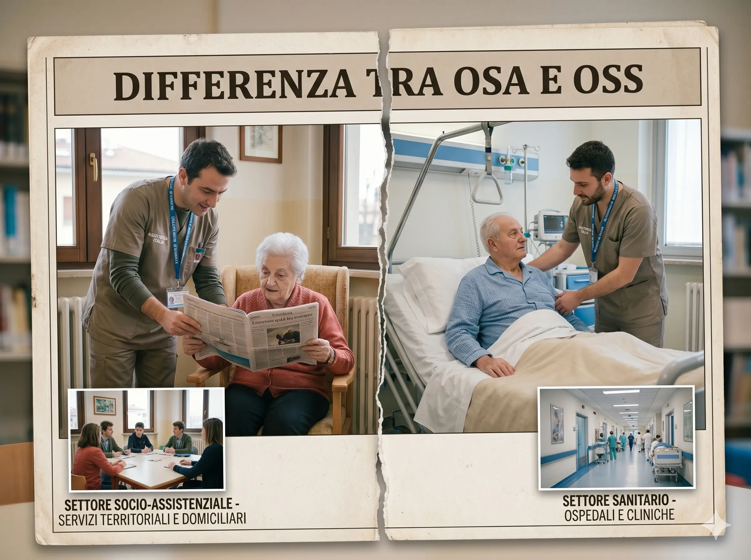 Osa e OSS nei rispettivi ambiti operativi. In primo piano la scritta "Differenza tra OSA e OSS"
