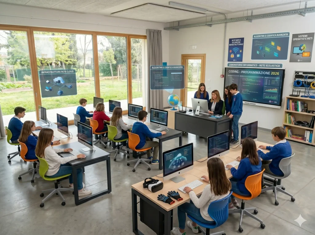 L'alfabetizzazione digitale nel 2026: alunni nell'aula informatica