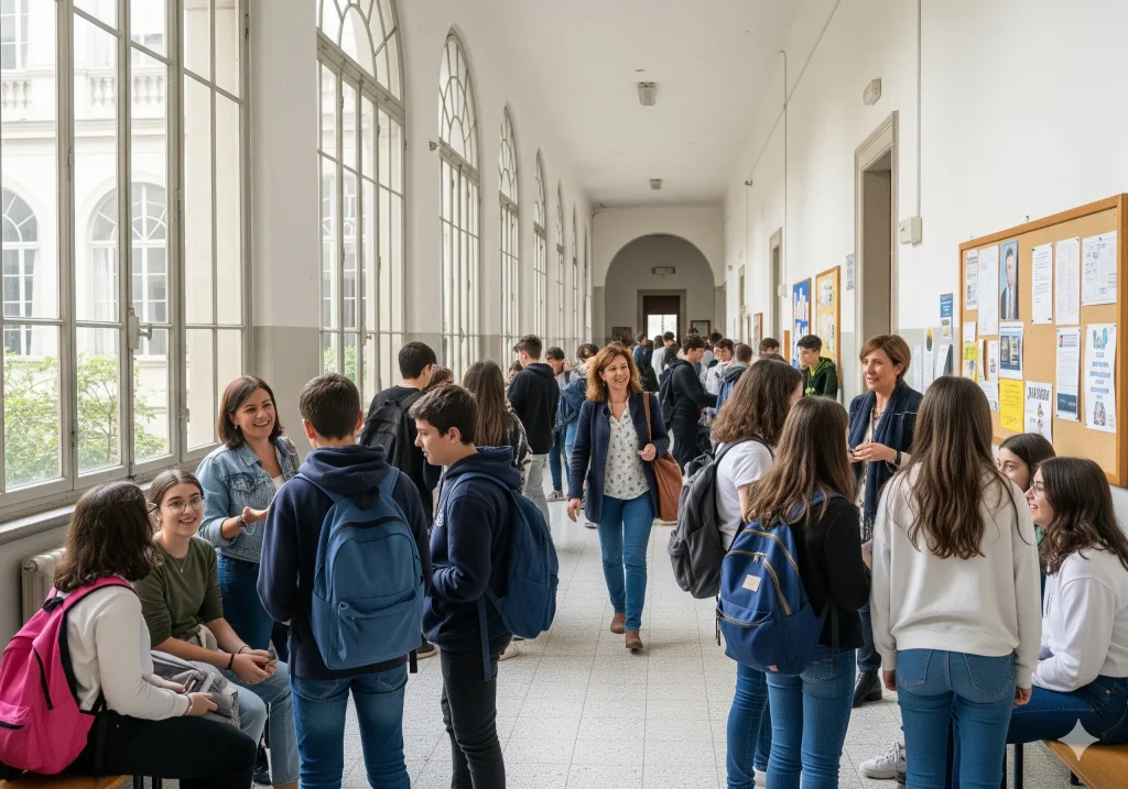 Cosa significa ASACOM: alunni e docenti nel corridoio di una scuola