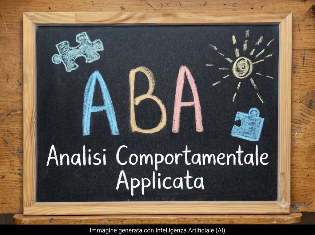 Autismo-e-ABA: la scritta ABA su una lavagna