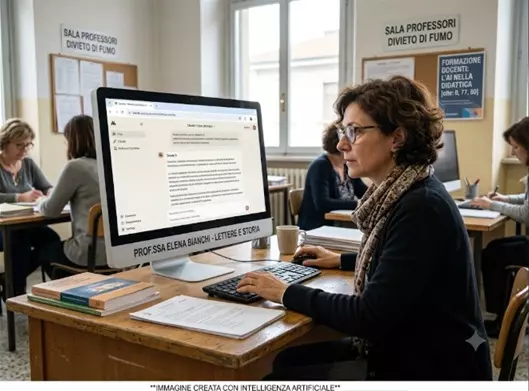 AI Act scuola 2026: docente lavora con AI al pc