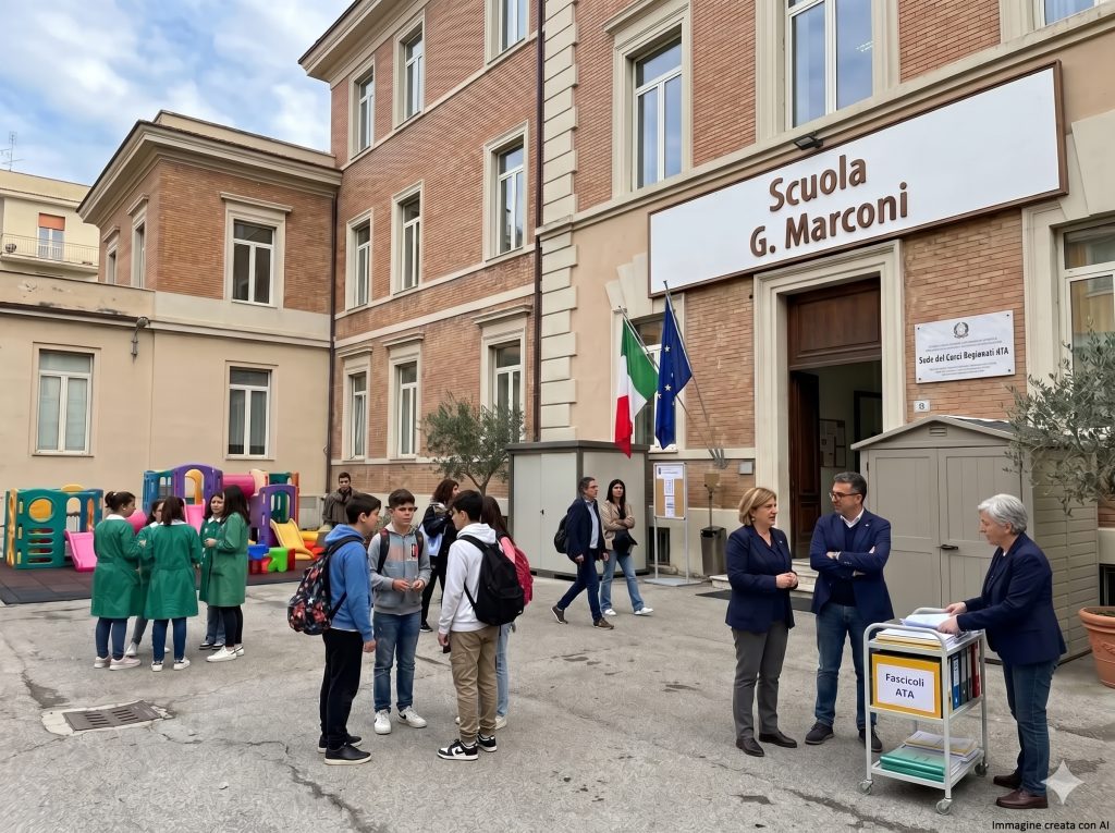 Corsi regionali ATA: studenti e ATA davanti ad una scuola