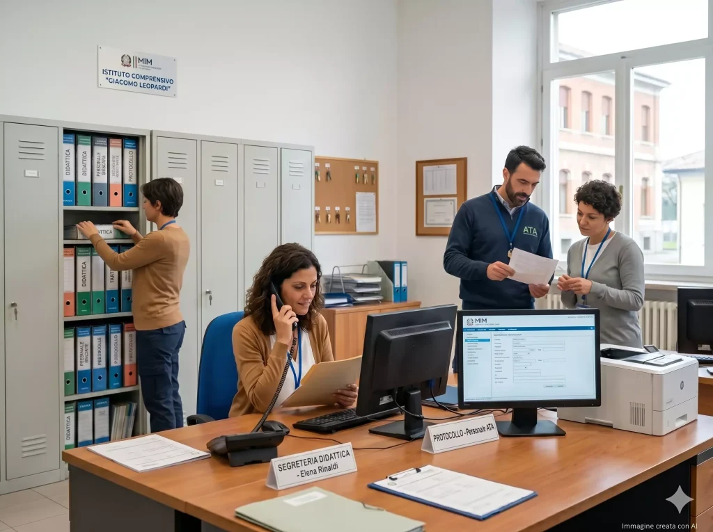 Ferie Personale ATA 2026: dipendenti di una segreteria scolastica