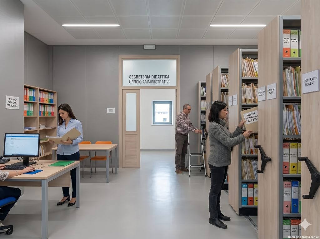 Personale ATA: dipendenti nell'archivio della scuola