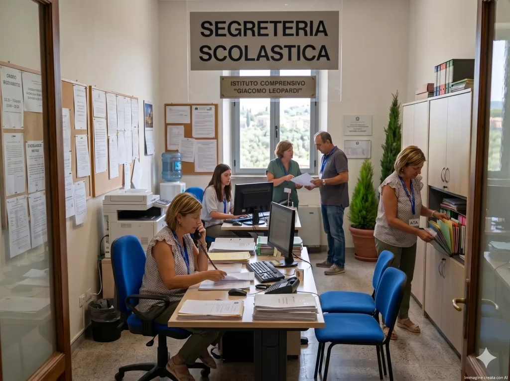 Titoli valutabili Personale ATA: dipendenti di una segreteria scolastica al lavoro