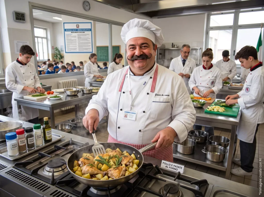 HACCP Fa Punteggio ATA: cuoco al lavoro in una cucina scolastica