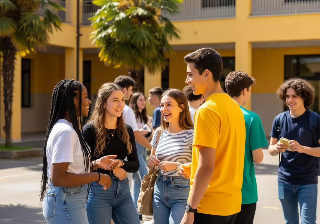 ASACOM nel Personale ATA: studenti nel cortile della scuola