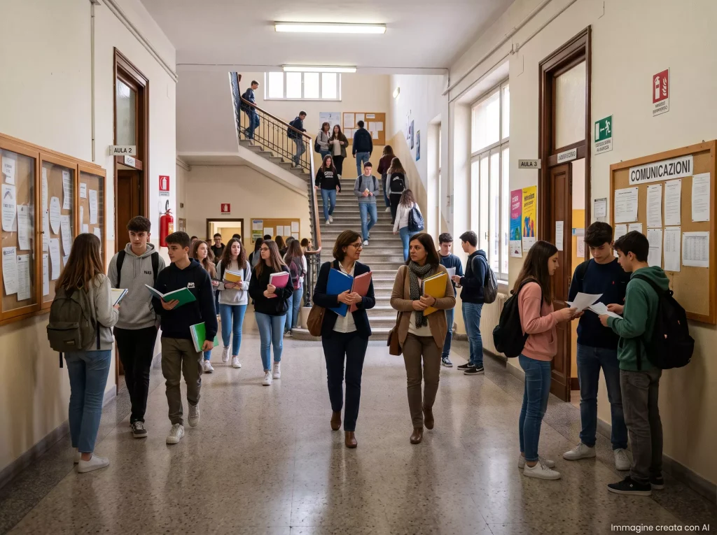 Concorso Docenti 2027: docenti e alunni nel corridoio di una scuola