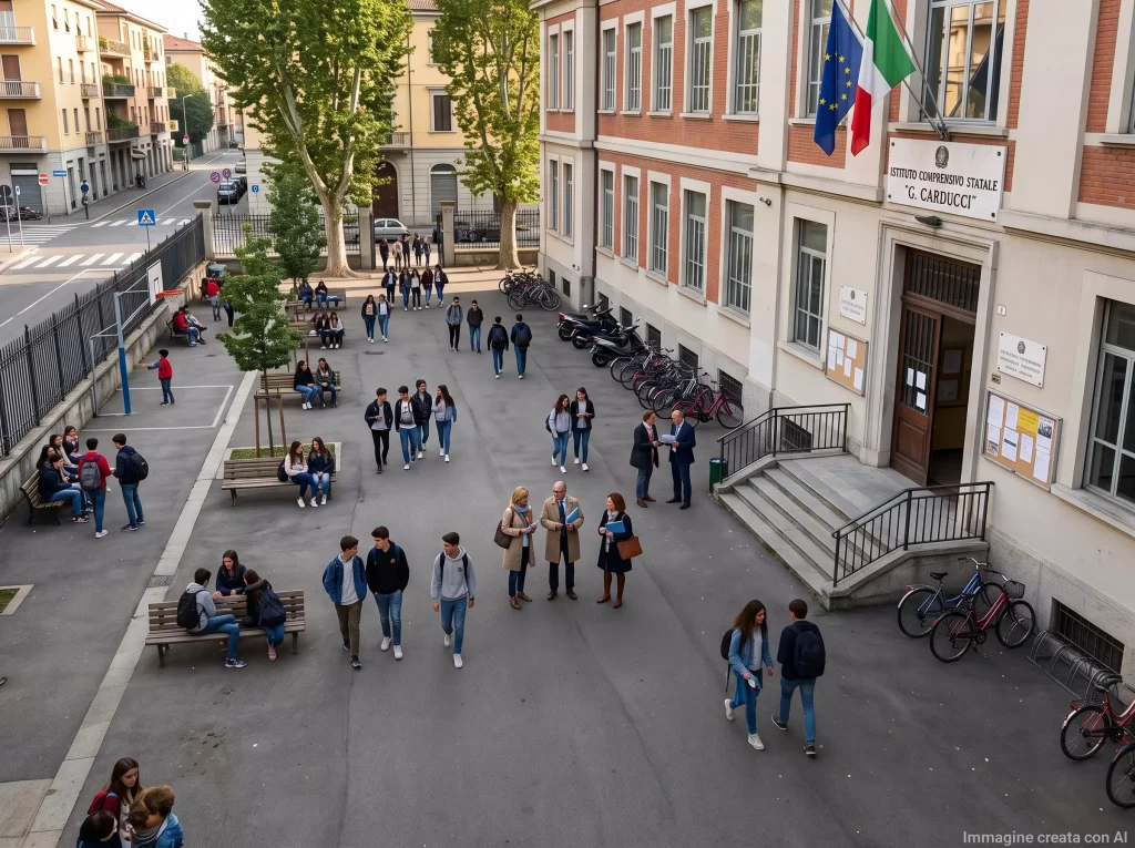 Concorso docenti 2027: studenti e docenti davanti ad una scuola