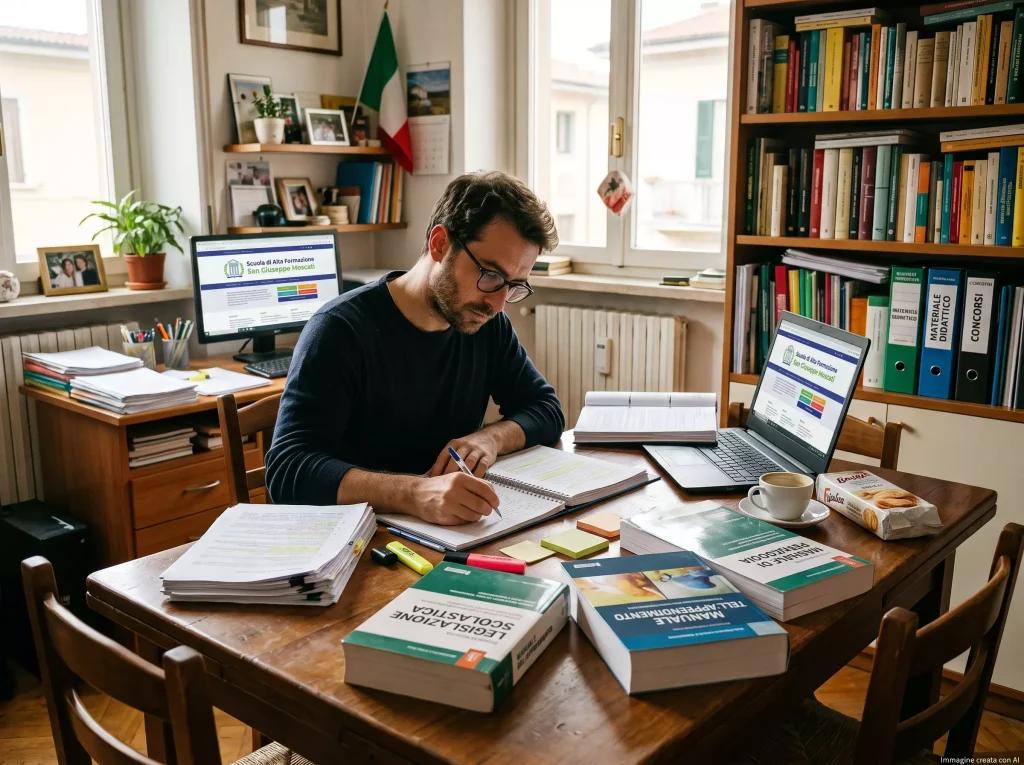 Prova scritta del Concorso docenti 2027: aspirante docente durante la fase di studio